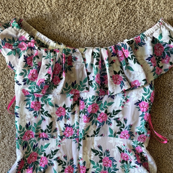 Betsey Johnson One Shoulder Floral Dress in Pink and Green - Picture 4 of 5